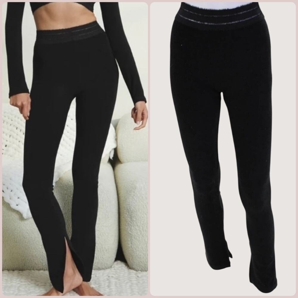 Alo Yoga Luxe Terry Seamless High-Waist Cuddle Pants/Leggings Black Size XS